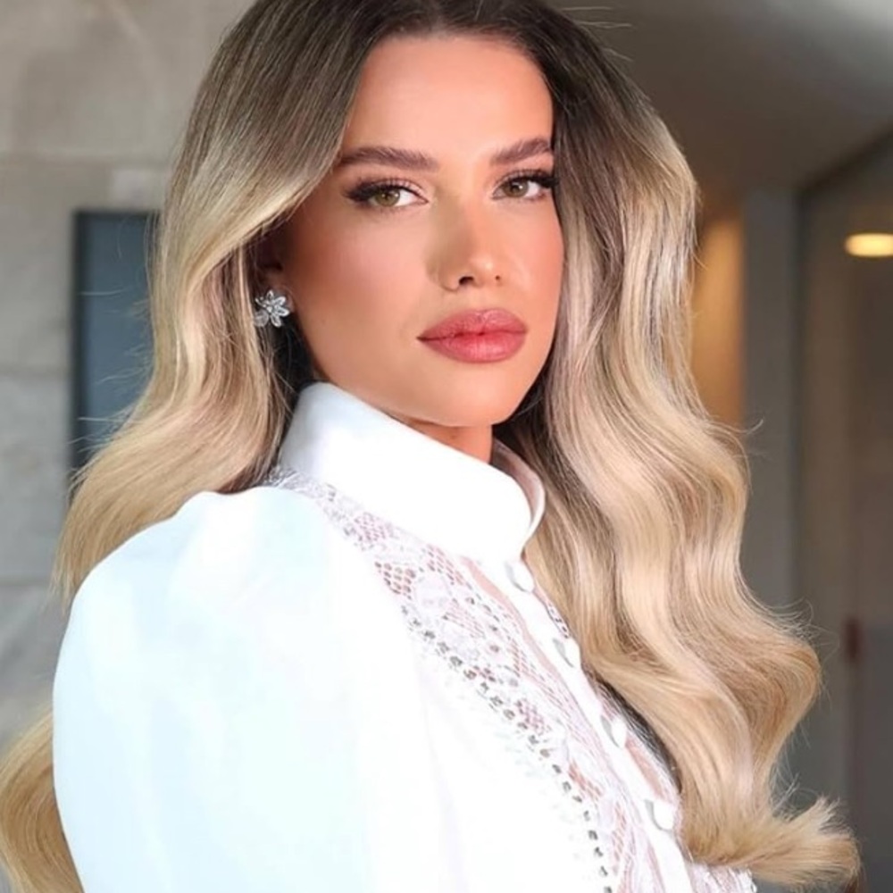 NEW! Ombre Blonde Wig Long Wavy Synthetic Hair Dark Roots Heat Resistant Use 20”